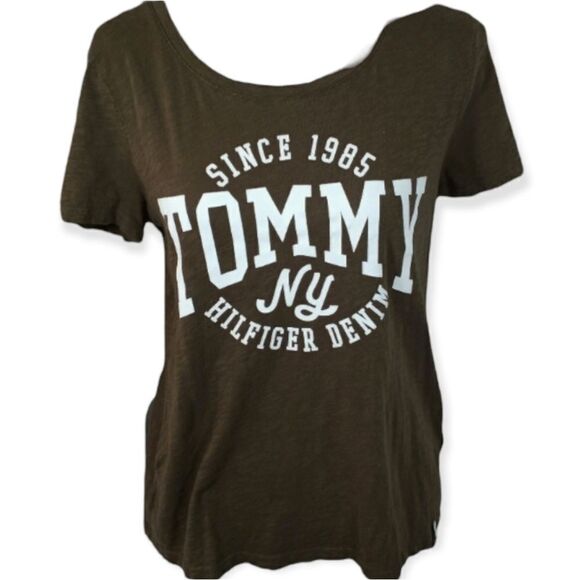 TOMMY HILFIGER ARMY GREEN T-SHIRT SZ.S - Picture 1 of 5